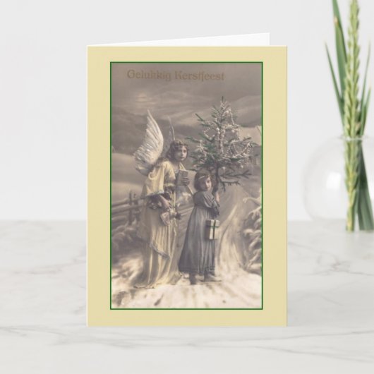 ヴィンテージのオランダのGelukkig Kerstfeestのクリスマスカード シーズンカード (正面)