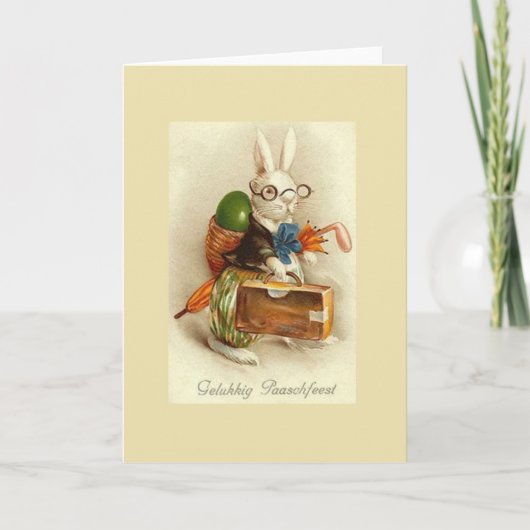 ヴィンテージのオランダのGelukkig Paaschfeestイースターカード シーズンカード (正面)