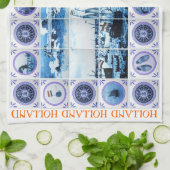 ヴィンテージのオランダデルフト青いDelftwareはオランダをタイルを張ります キッチンタオル (折り畳み)