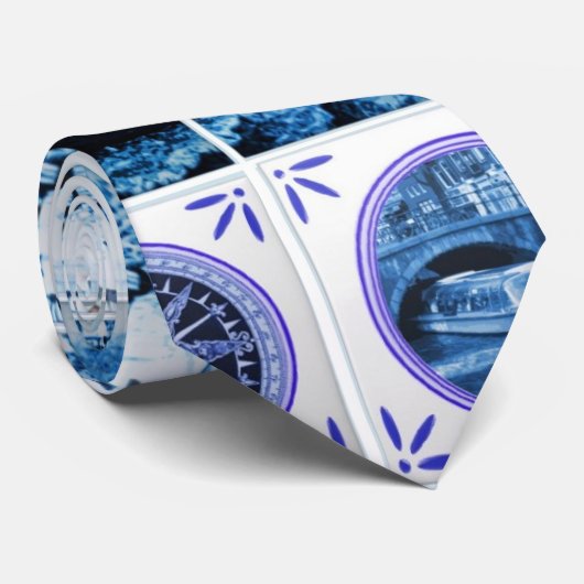 ヴィンテージのオランダDelftwareのタイルの壁の海上眺め ネクタイ (ロール)