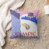 ヴィンテージのオリンピックボブスレーの操業Lake Placid クッション (ブランケット)