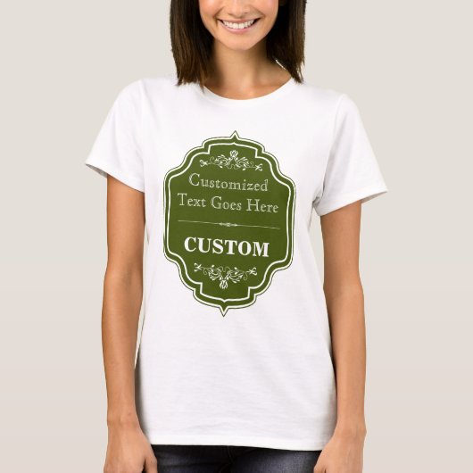 ヴィンテージのオリーブ色のラベル Tシャツ (正面)