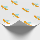 ヴィンテージのオレンジおよびスカイブルーの花 ラッピングペーパー (角)