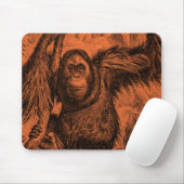 ヴィンテージのオレンジオランウータンのイラストレーション-猿 マウスパッド (マウス)