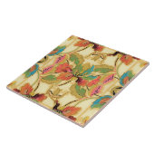 ヴィンテージのオレンジターコイズの花模様の壁紙パターン タイル (側面)