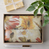 ヴィンテージのオレンジ白い花の赤い鳥のトンボ 薄葉紙 (ギフト)