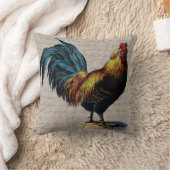 ヴィンテージのオンドリおよびアンティークの文字のコラージュ-カスタム クッション (ブランケット)