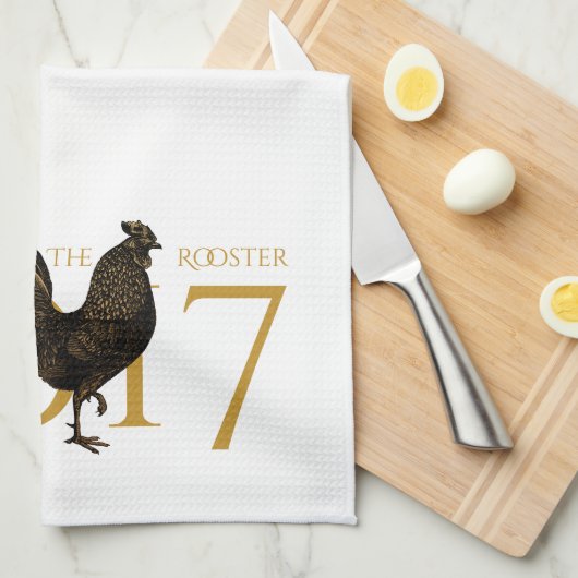 ヴィンテージのオンドリの旧正月の2017年のモノグラムKT キッチンタオル (四つ折り)