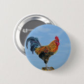 ヴィンテージのオンドリの空は動物の鶏をカスタマイズ 缶バッジ (正面&裏面)