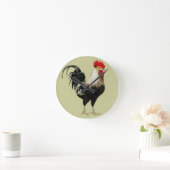ヴィンテージのオンドリの鶏は動物のベストをカスタマイズ ラウンド壁時計 (ホーム)