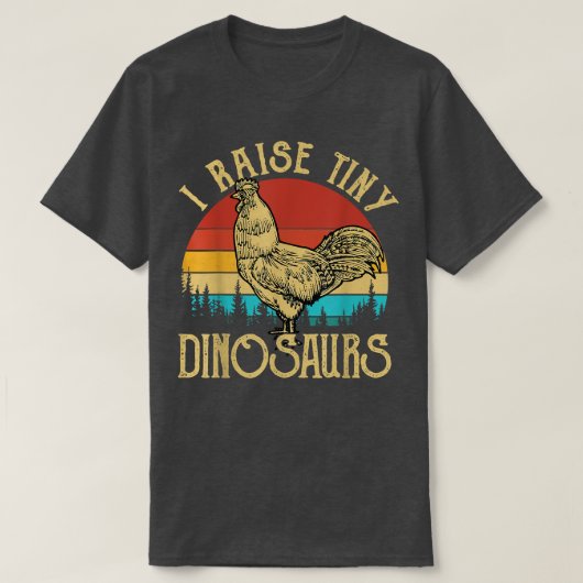 ヴィンテージのオンドリ小さな恐竜の雛を育おもしろいてる Tシャツ (デザイン正面)