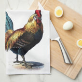 ヴィンテージのオンドリ キッチンタオル (四つ折り)