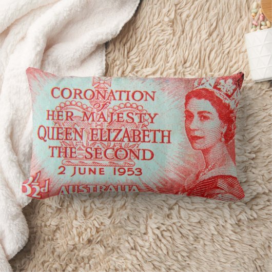 ヴィンテージのオーストラリアのスタンプのプリントの装飾用クッション ランバークッション (ブランケット)