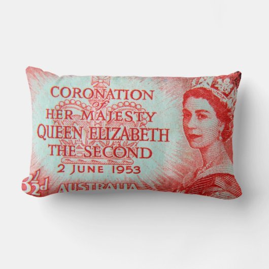 ヴィンテージのオーストラリアのスタンプのプリントの装飾用クッション ランバークッション (正面)