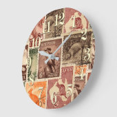 ヴィンテージのオーストラリアの切手のコレクション ラージ壁時計 (傾斜)