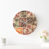 ヴィンテージのオーストラリアの切手のコレクション ラージ壁時計 (ホーム)