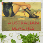 ヴィンテージのオーストラリア人はポスターを浜に引き上げます キッチンタオル (折り畳み)