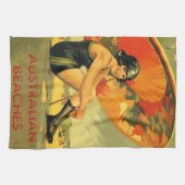 ヴィンテージのオーストラリア人はポスターを浜に引き上げます キッチンタオル (横)