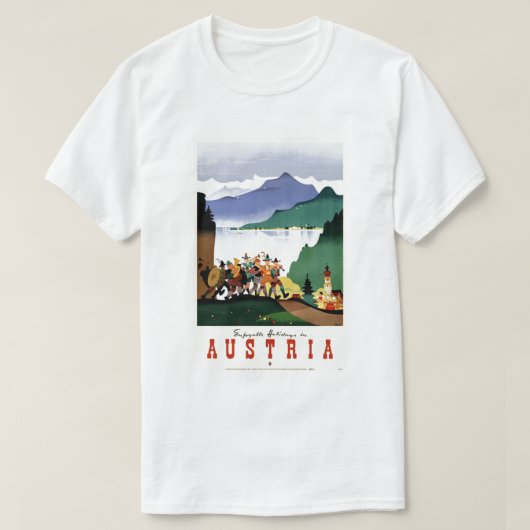 ヴィンテージのオーストリア旅行芸術ポスター Tシャツ (デザイン正面)