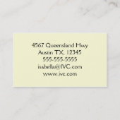 ヴィンテージのオートクチュールのファッションビジネスカード 名刺 (裏面)