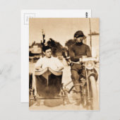 ヴィンテージのオートバイおよびサイドカーの古い学校のカッコいい ポストカード (正面/裏面)