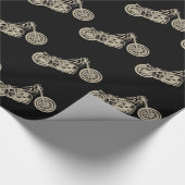 ヴィンテージのオートバイのイラストレーション ラッピングペーパー (角)