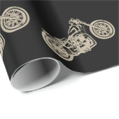 ヴィンテージのオートバイのイラストレーション ラッピングペーパー (ロールコーナー)