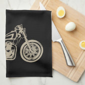 ヴィンテージのオートバイのバーか人の洞窟 キッチンタオル (四つ折り)