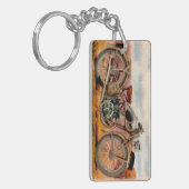 ヴィンテージのオートバイのプリント キーホルダー (正面左)