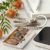 ヴィンテージのオートバイのプリント キーホルダー (正面右)