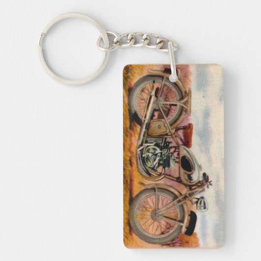 ヴィンテージのオートバイのプリント キーホルダー (正面)