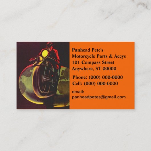 ヴィンテージのオートバイの地球の分裂の名刺 名刺 (正面)