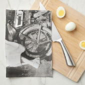 ヴィンテージのオートバイ キッチンタオル (四つ折り)