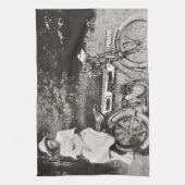 ヴィンテージのオートバイ キッチンタオル (縦)