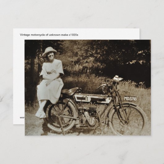 ヴィンテージのオートバイc1920sのセピア色の郵便はがき ポストカード (正面/裏面)