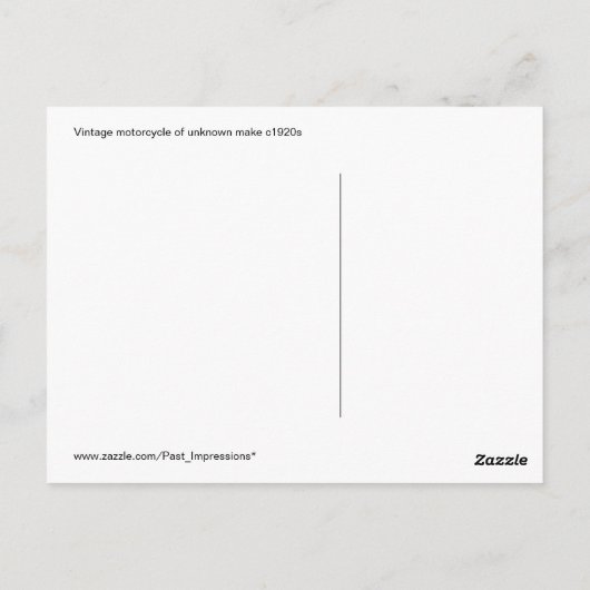 ヴィンテージのオートバイc1920sのセピア色の郵便はがき ポストカード (裏面)
