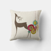 ヴィンテージのオーナメントおよびシカの休日の枕 クッション (裏面)