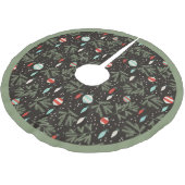 ヴィンテージのオーナメントの黒の赤くパターン（の模様が）あるなクリスマス ブラッシュドポリエステルツリースカート (アングル)