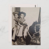 ヴィンテージのカウガール少女 ポニーに乗った少女のポストカード ポストカード (正面/裏面)