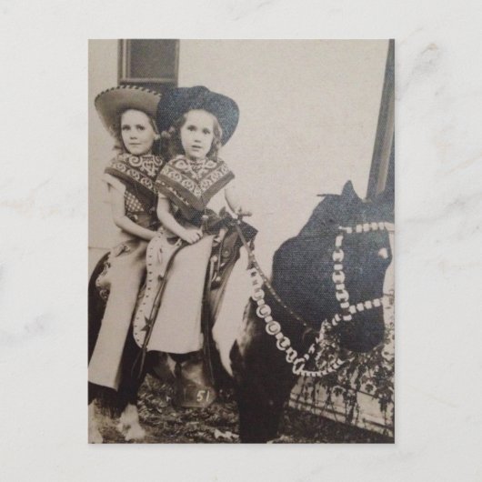 ヴィンテージのカウガール少女 ポニーに乗った少女のポストカード ポストカード (正面)