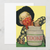 ヴィンテージのカウボーイのおもちゃの銃を手にコOKIEジャー (正面/裏面)