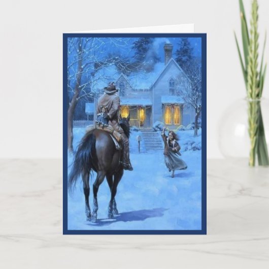 ヴィンテージのカウボーイのクリスマス シーズンカード (正面)