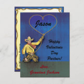 ヴィンテージのカウボーイのロマンチックなハート シーズンポストカード (正面/裏面)