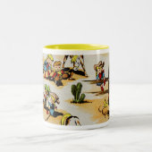 ヴィンテージのカウボーイの女性のカーボーイのマグ ツートーンマグカップ (中央)