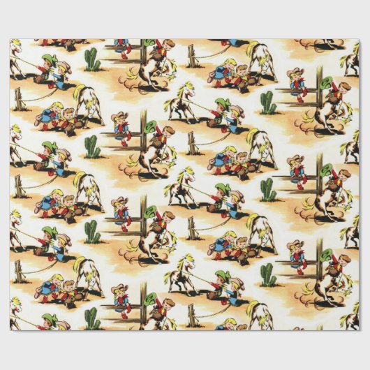 ヴィンテージのカウボーイ及び女性のカーボーイのギフト用包装紙の包装紙 ラッピングペーパー (フラット)