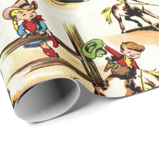 ヴィンテージのカウボーイ及び女性のカーボーイのギフト用包装紙の包装紙 ラッピングペーパー (ロールコーナー)