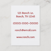 ヴィンテージのカウボーイ 名刺 (裏面)