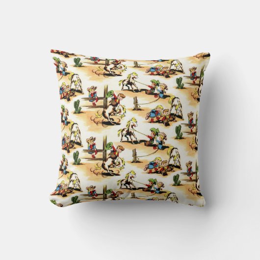ヴィンテージのカウボーイ-女性のカーボーイ-馬-西部牧場 クッション (正面)