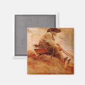 ヴィンテージのカウボーイ、NC Wyethによる鉱石ワゴン マグネット (正面/裏面)