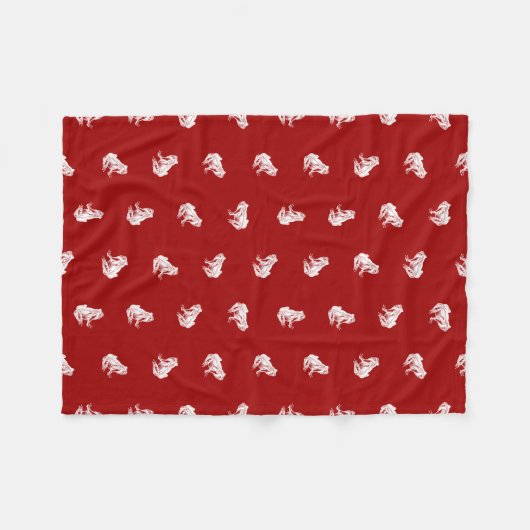 ヴィンテージのカエルのプリントパターンカエルの芸術のデザインの赤 フリースブランケット (正面(横))